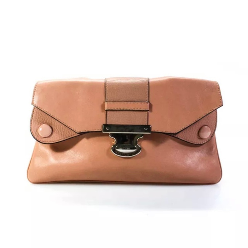 Marc Jacobs Womens Leather Solid Medium Clutch Handbag Nude
